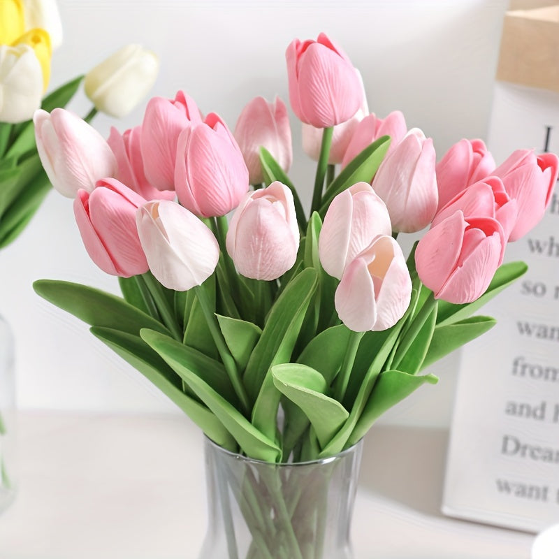 Artificial Tulip Flowers Set of 10 for DIY Bouquets Home Decor Indoor Outdoor Display