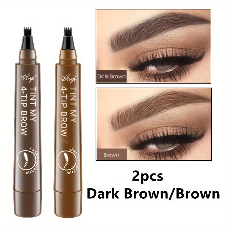 Set de lápices para cejas para mujer 2 piezas, cabeza dividida en 4, acabado mate líquido