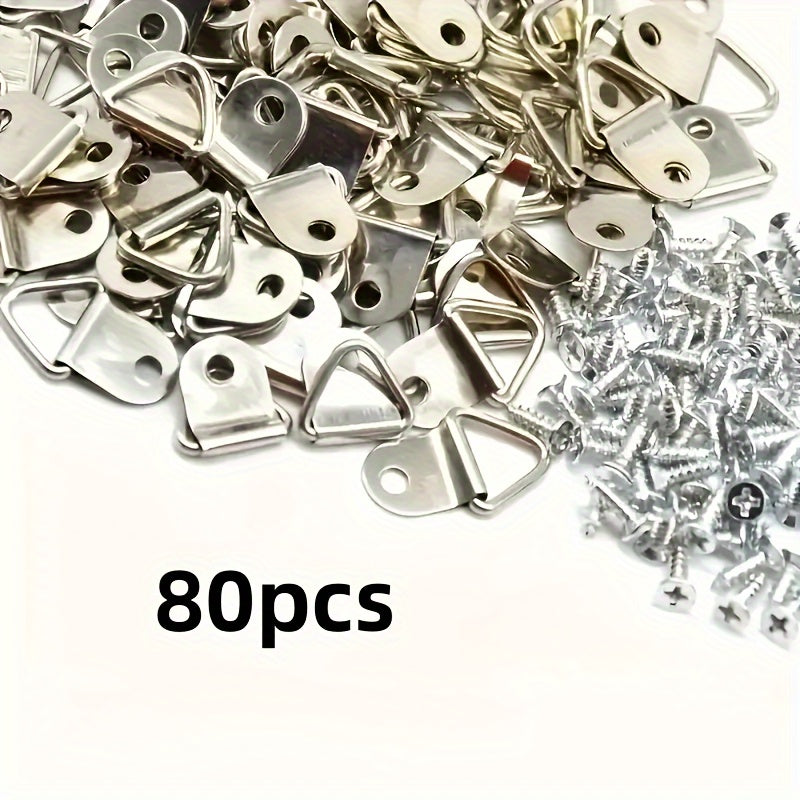 30/80pcs Gold Triangular Wall Hooks for Picture Frames and Art Display