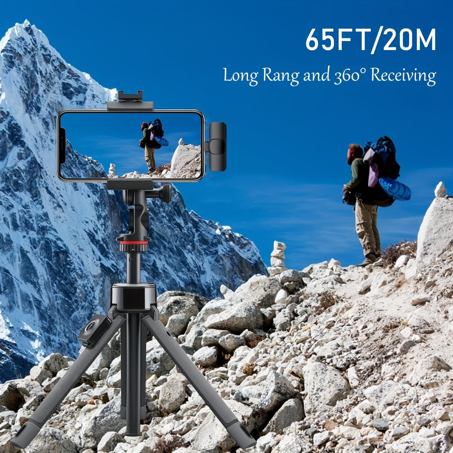 Smartfonlar, noutbuklar va audio video yozuvlar uchun shamolga chidamli jun to'pi bilan simsiz lavalier mikrofon, video intervyular, podkastlar va vloglar uchun mukammal.