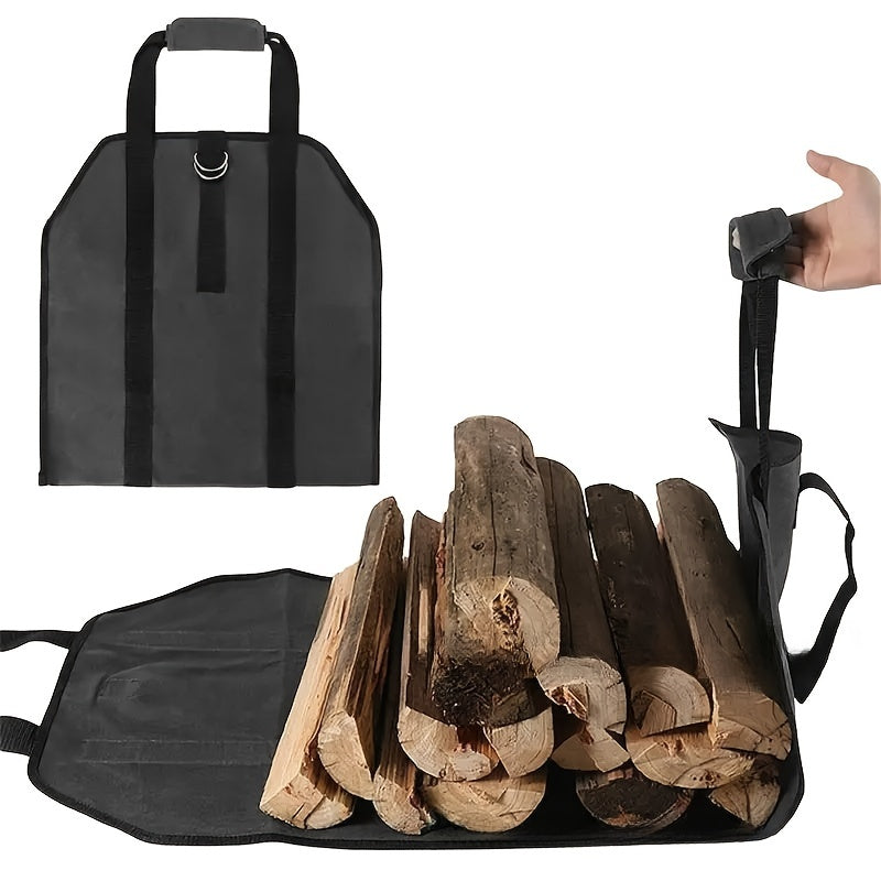 Large Capacity Wheat Straw Firewood Carrier Bag with Handles for Outdoor Log Transport