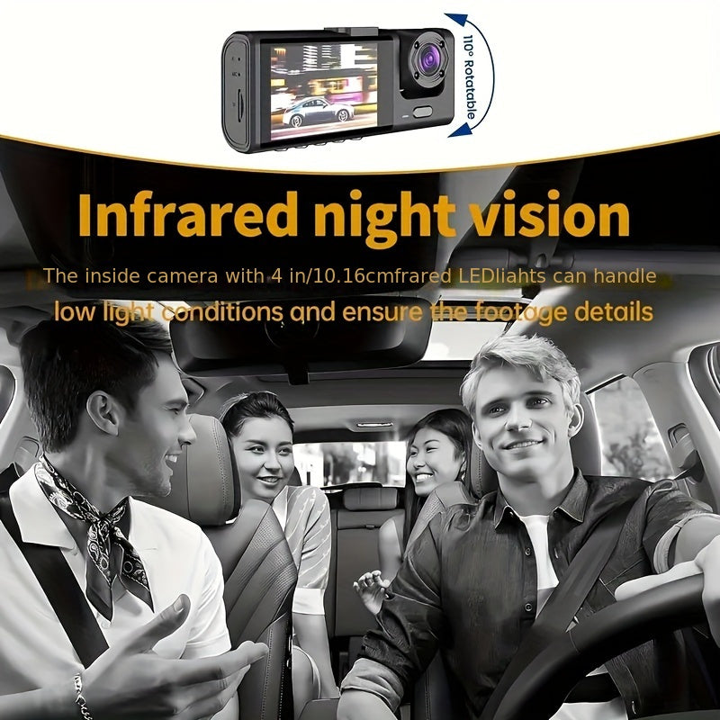 Car Dash Camera Dual Front Inside Full HD Night Vision Loop Recorder Blackbox