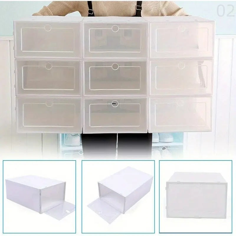Transparent Stackable Shoe Storage Boxes for Bedroom Living Room Dorm