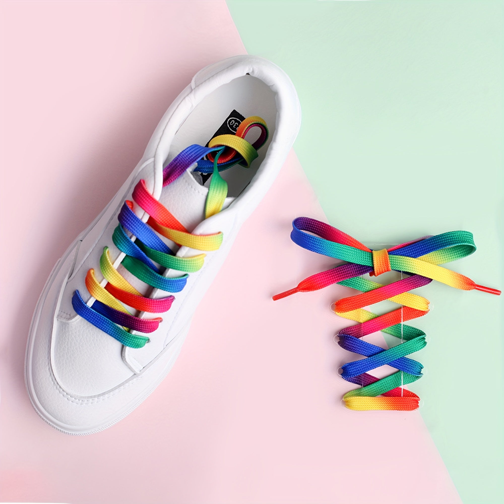 Unisex/Casual Colorful Rainbow Gradient Canvas Shoe Laces 120cm