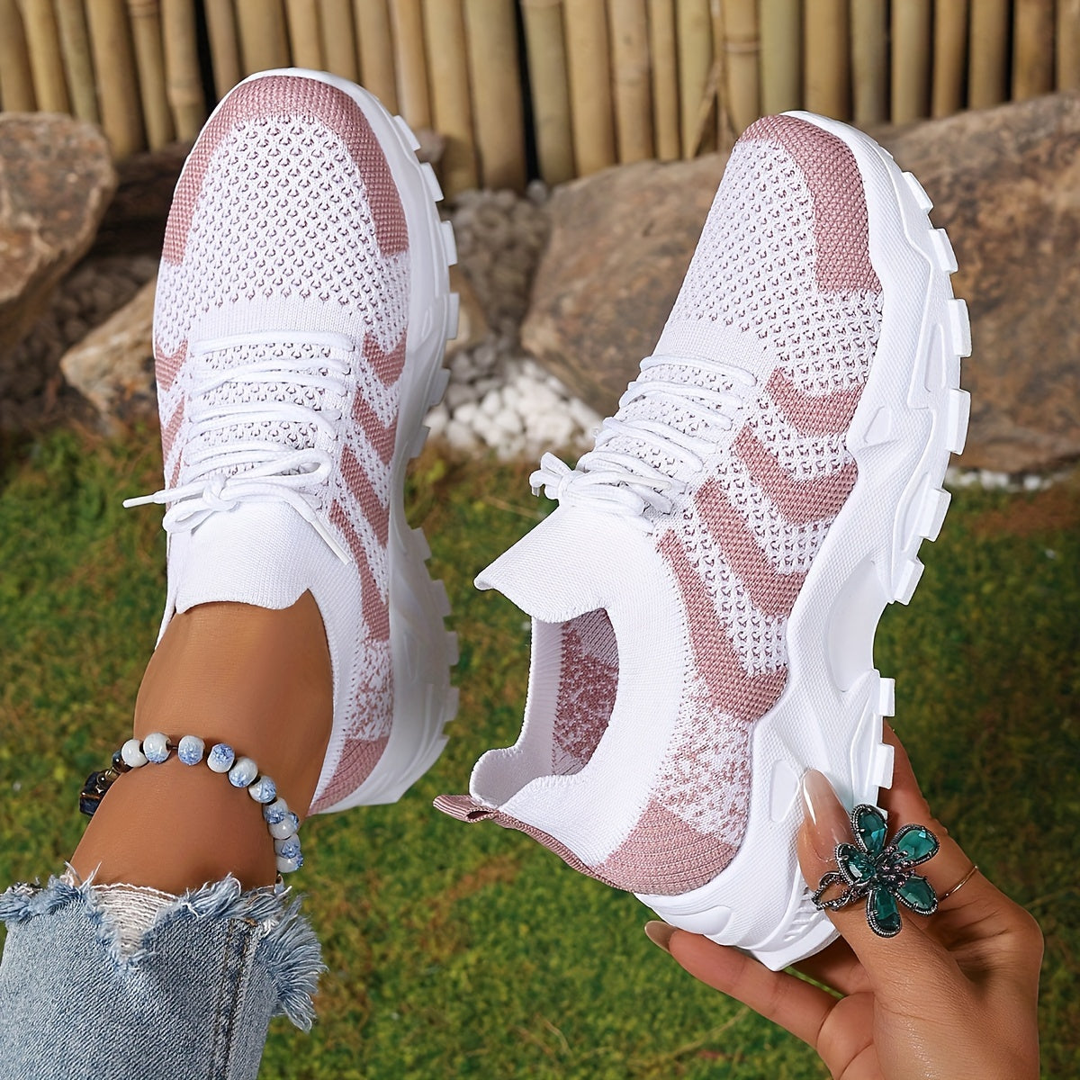 Women's Mesh Casual Low-Top Platform Sneakers Plus Size