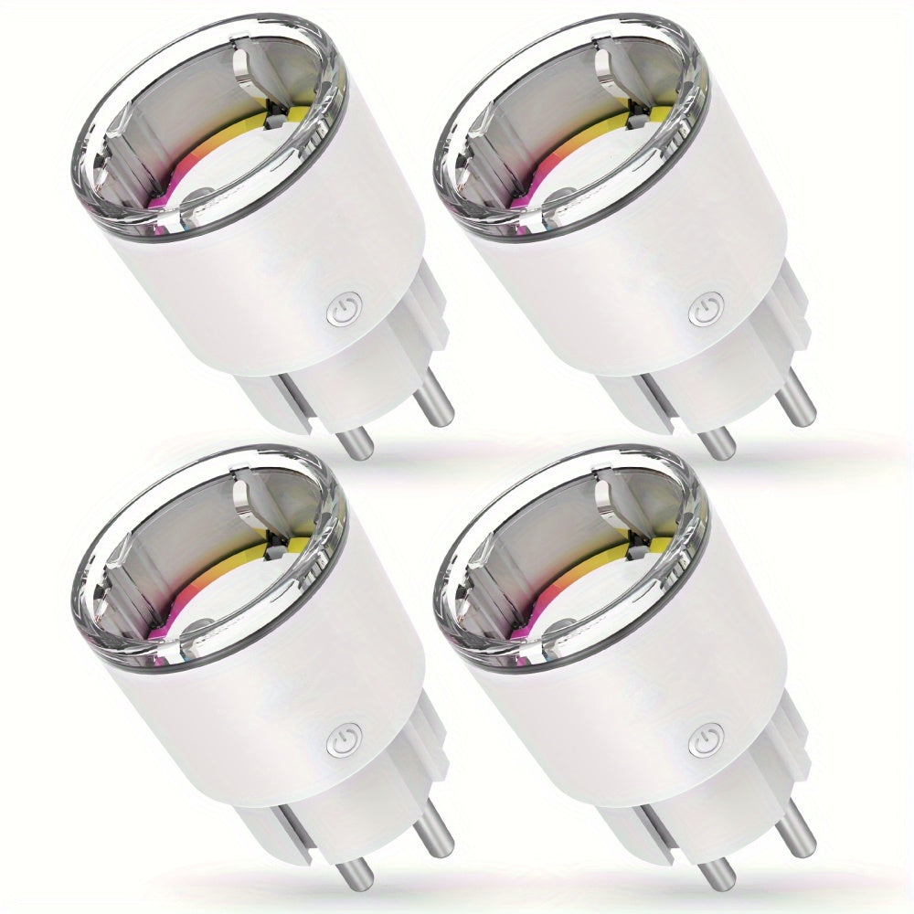 Pack de 4 enchufes inteligentes Wi-Fi con control por app, control por voz, temporizador, monitor de energía y enchufe europeo