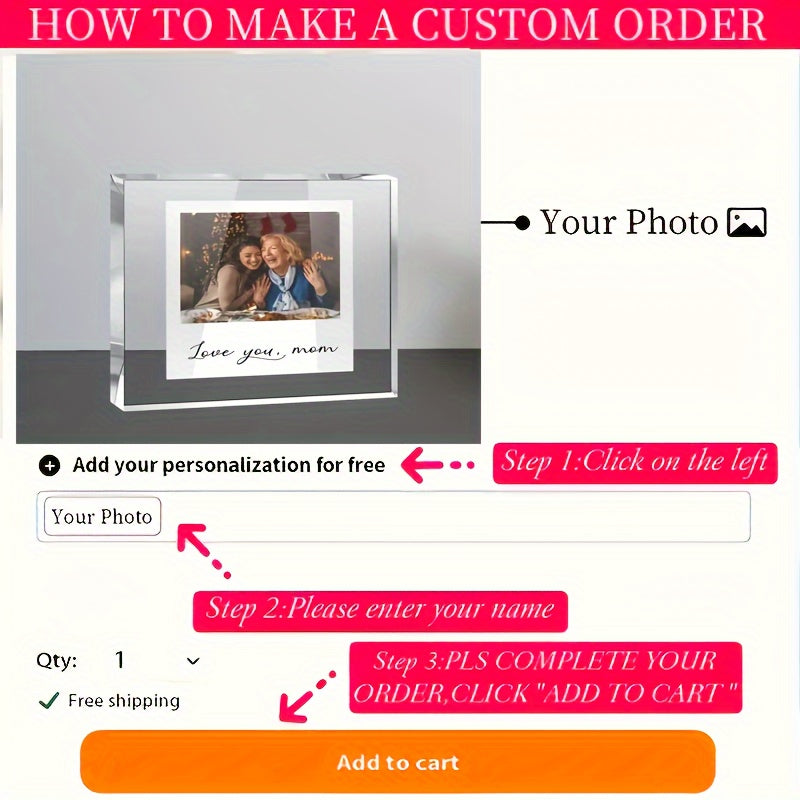 Acrylic Photo Frame for Mom Customizable Indoor Outdoor Mother's Day Gift