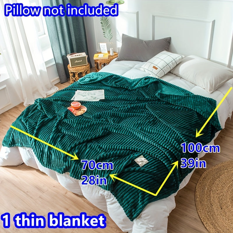 Contemporary Green Striped Velvet Knit Throw Blanket for All Seasons