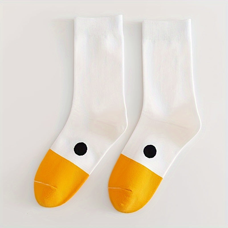 Women's Knee-High Socks with Goose Design Soft Knit Polyester Spandex