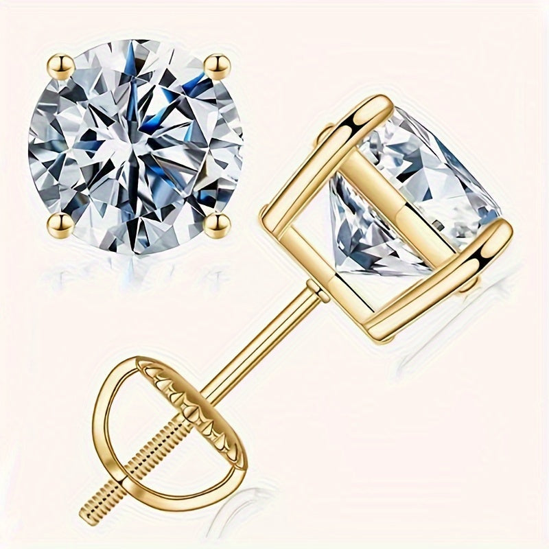 Gold Plated Moissanite Stud Earrings for Women Sterling Silver Copper Posts