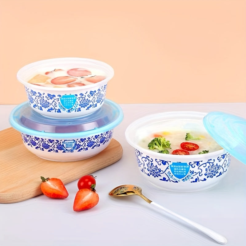 Set of 22 Blue and White Porcelain Meal Prep Containers 450ml with Lids