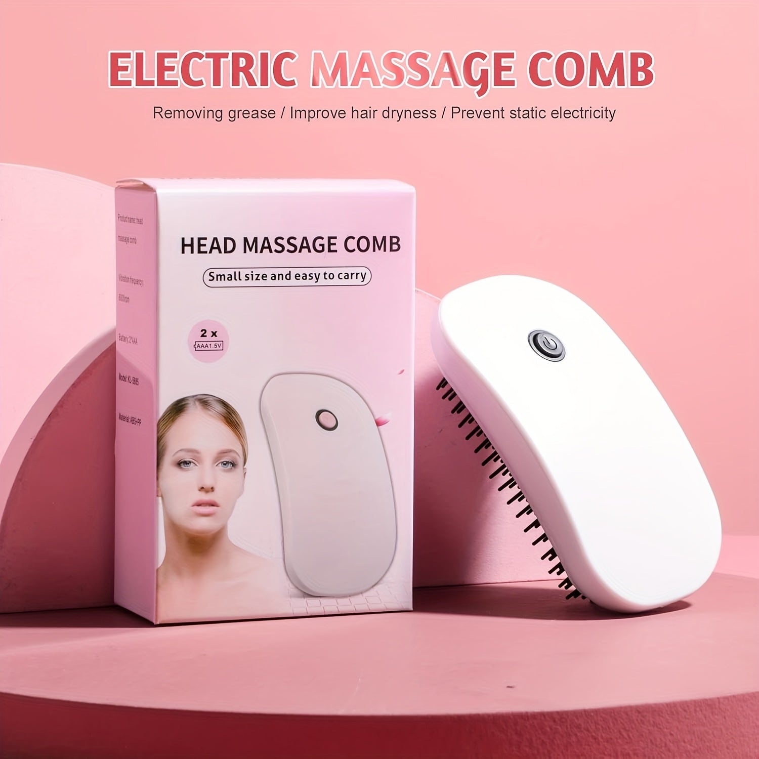 Electric Head Massager and Portable Hair Comb for Scalp and Meridian Massage