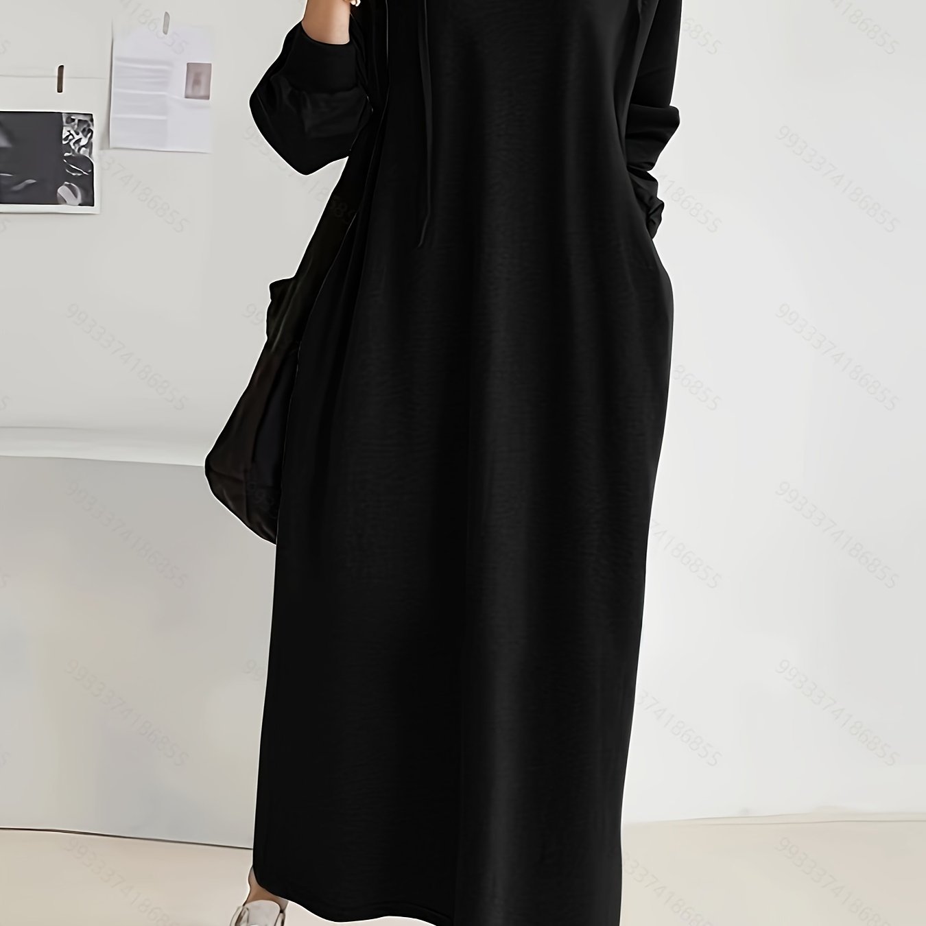 Women's Plus Size Casual Hoodie Dress With Pockets and Drawstring