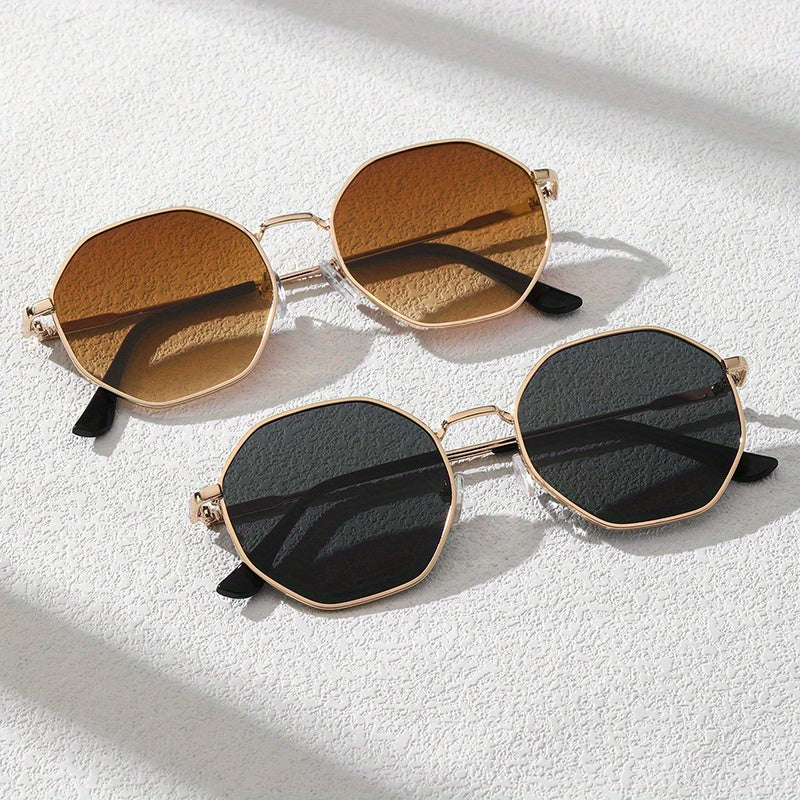 Ayollar va erkaklar uchun polygonal metall shisha to'plami, kundalik gradient dizayni, plyaj partiyasi aksessuarlari