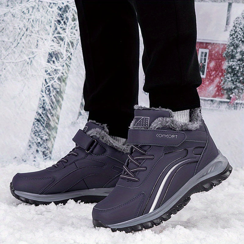 Women's Winter Slip-On Sneakers Black with Purple Accent Non-Slip Comfort