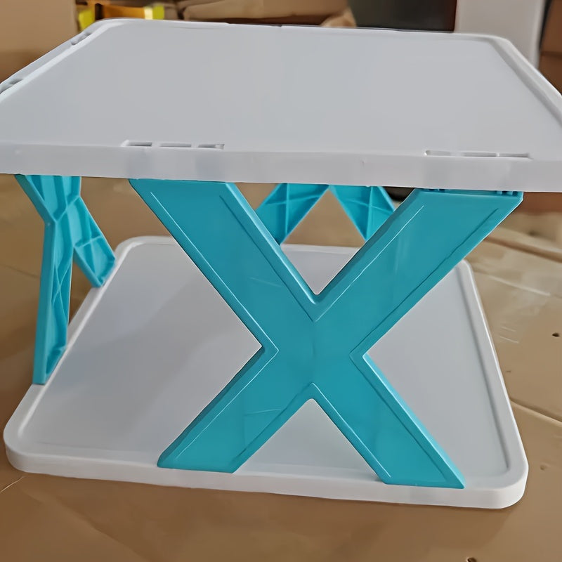 Foldable Plastic Shoe Rack 2 Tiers Space-Saving Entryway Bedroom Organizer