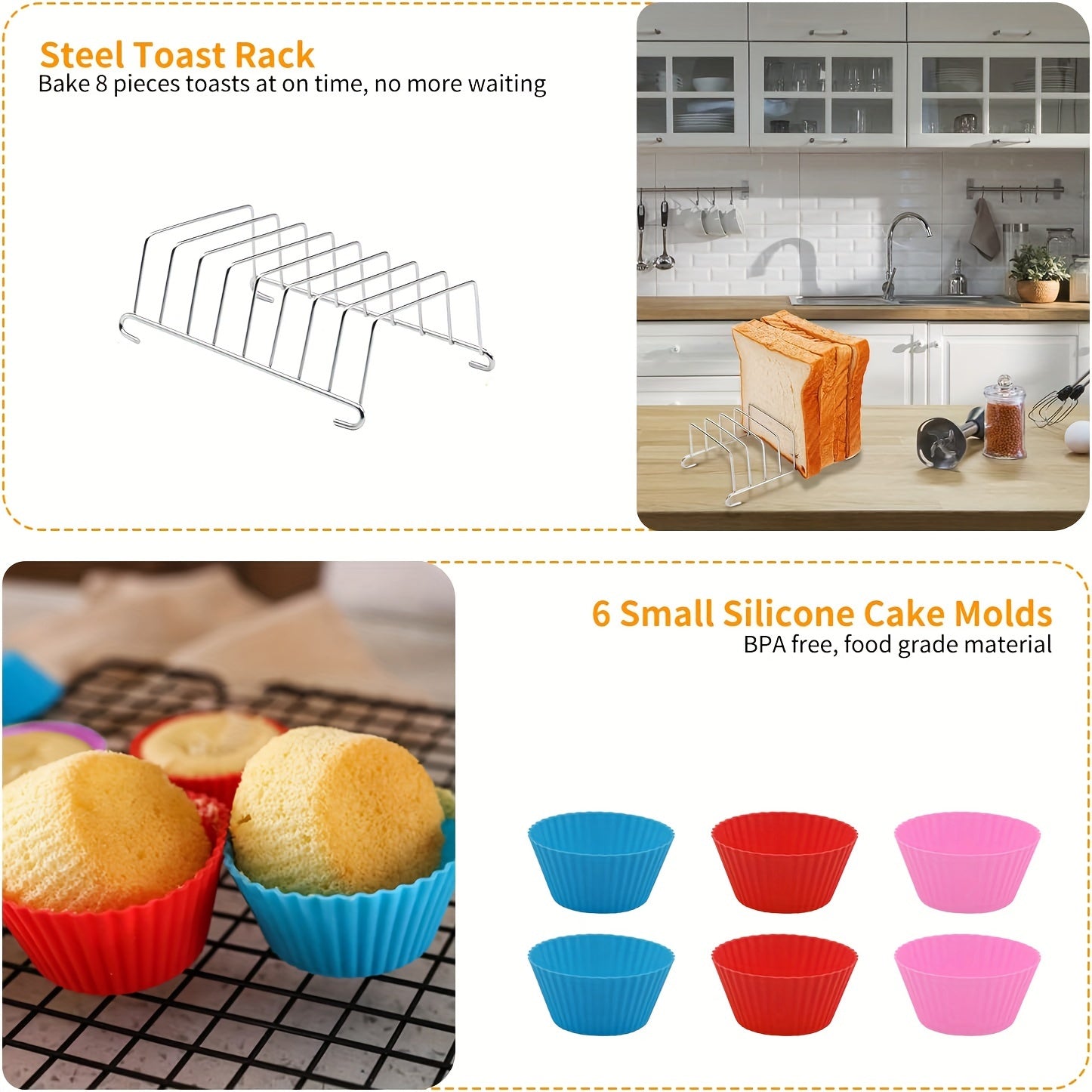 Air fryer accessories set with dual pot silicone gloves parchment liners recipe guide