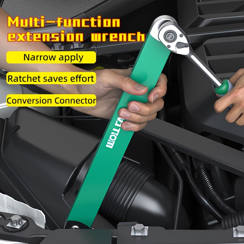 39cm Multi-Functional Extension Wrench with Ratchet Conversion and Quick Release Socket for Car Maintenance