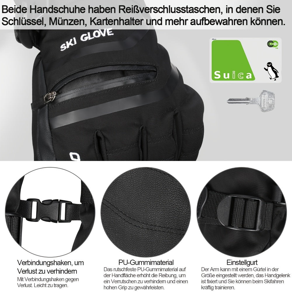 Men and Women Waterproof Touchscreen Ski Gloves with Knit Fabric