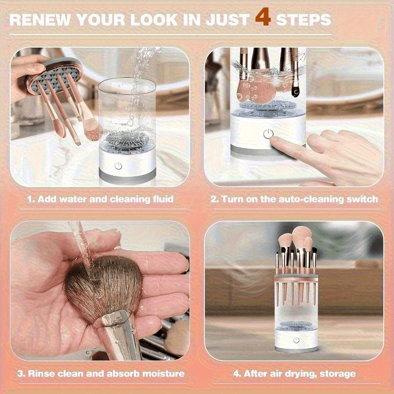 USB-Powered Makeup Brush Cleaner Odorless Alcohol-Free Portable Plastic for Home Office School Dorm Outdoor
