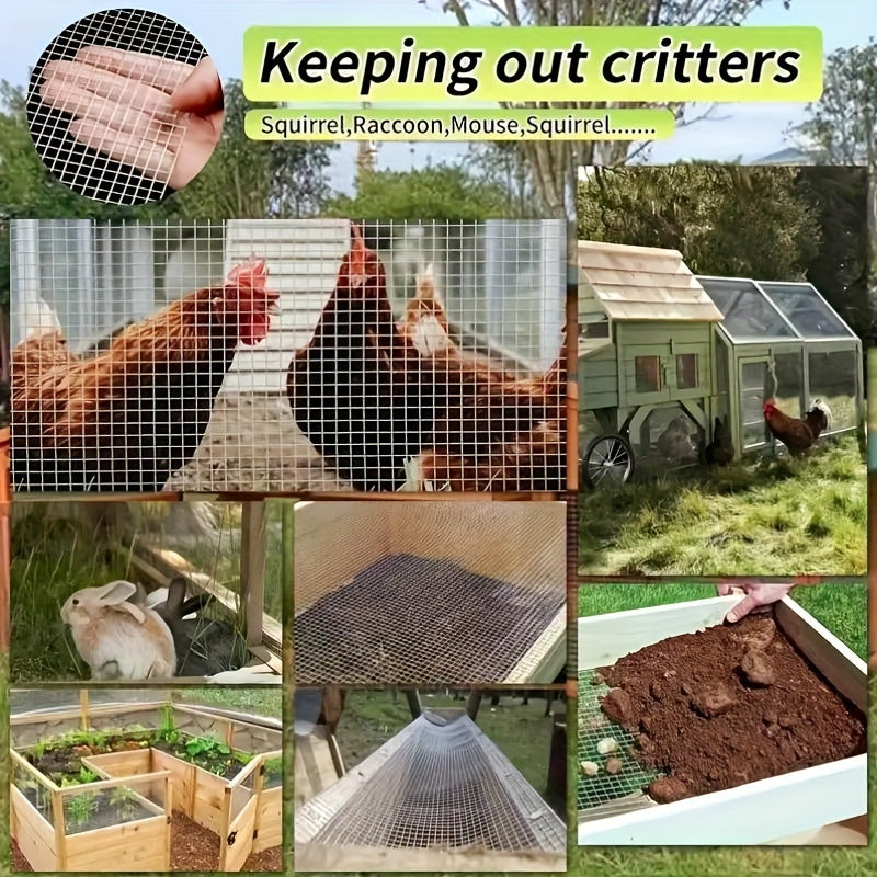 1700 sm / 669,29 dyuym galvanizli payvandlangan to'rning bir rolik, tovuq uylarida, bog'larda, uy hayvonlari to'siqlarida va daraxtlarni himoya qilishda turli qo'llanmalar uchun mos keladi. Kesish oson.