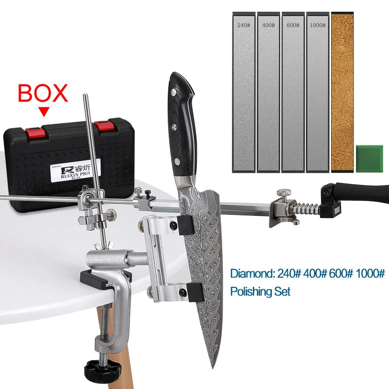 Afilador de cuchillos multifunción 2024, ángulo fijo, piedras de diamante y petróleo