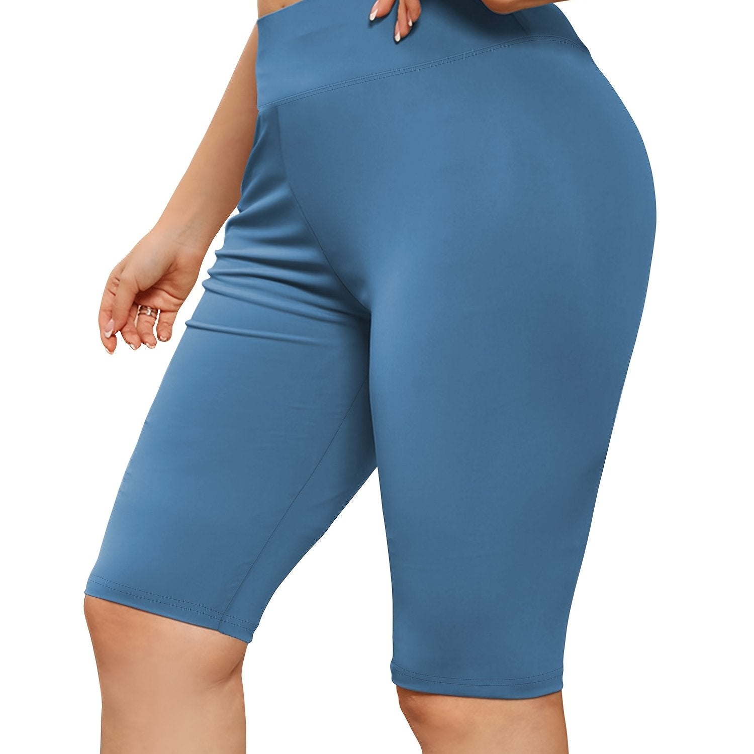 Women's High-Waisted Tummy Control Leggings Summer Yoga Workout Shorts Elastane