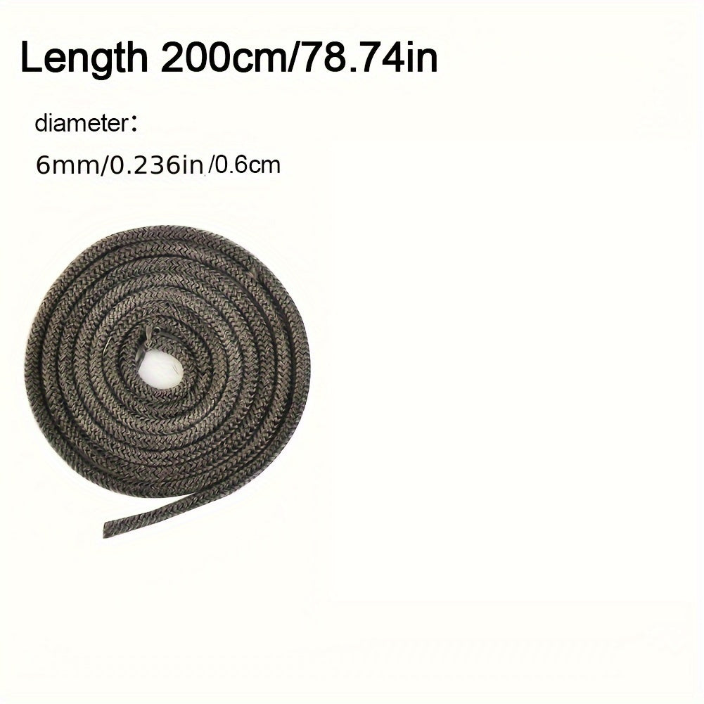 High-Temperature Fiberglass Seal Rope for Wood Stoves and Fireplaces 198cm Black