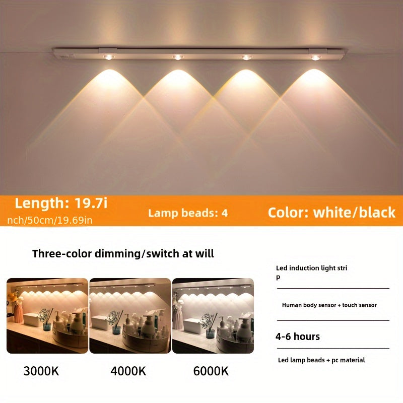 Rechargeable LED Night Light with Motion Sensor Wall-Mounted Battery Powered Warm White