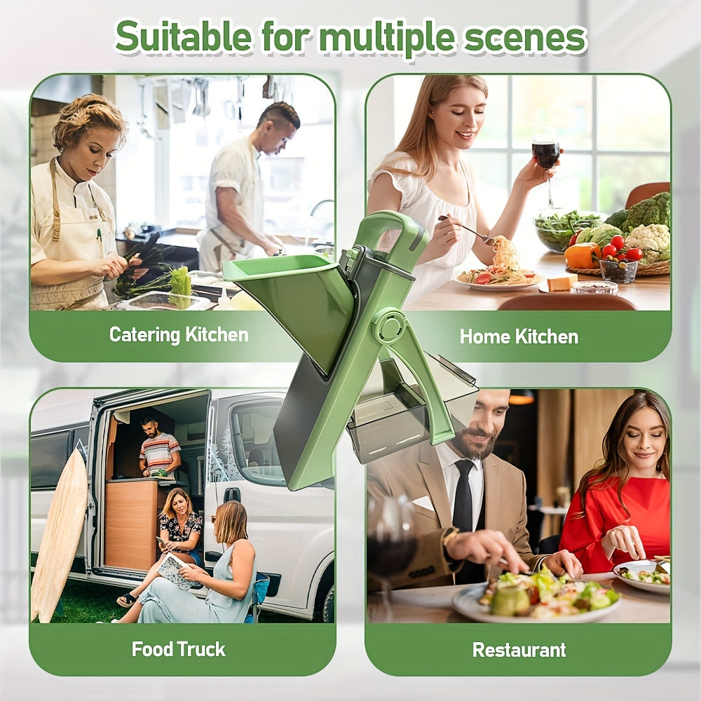 Adjustable Safety Vegetable Slicer with Stainless Steel Blade for Fruits and Vegetables