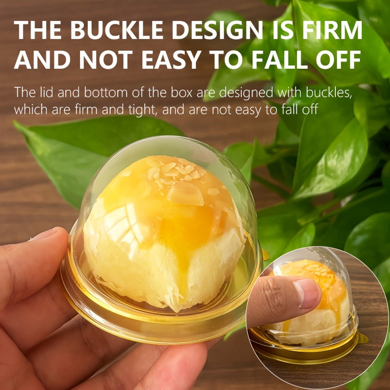 Набор из 50 мини-кексовых контейнеров - 7,62 см золотые и прозрачные, изготовленные из пластика PET без BPA, круглые купольные коробки для угощений с возможностью показа закусок