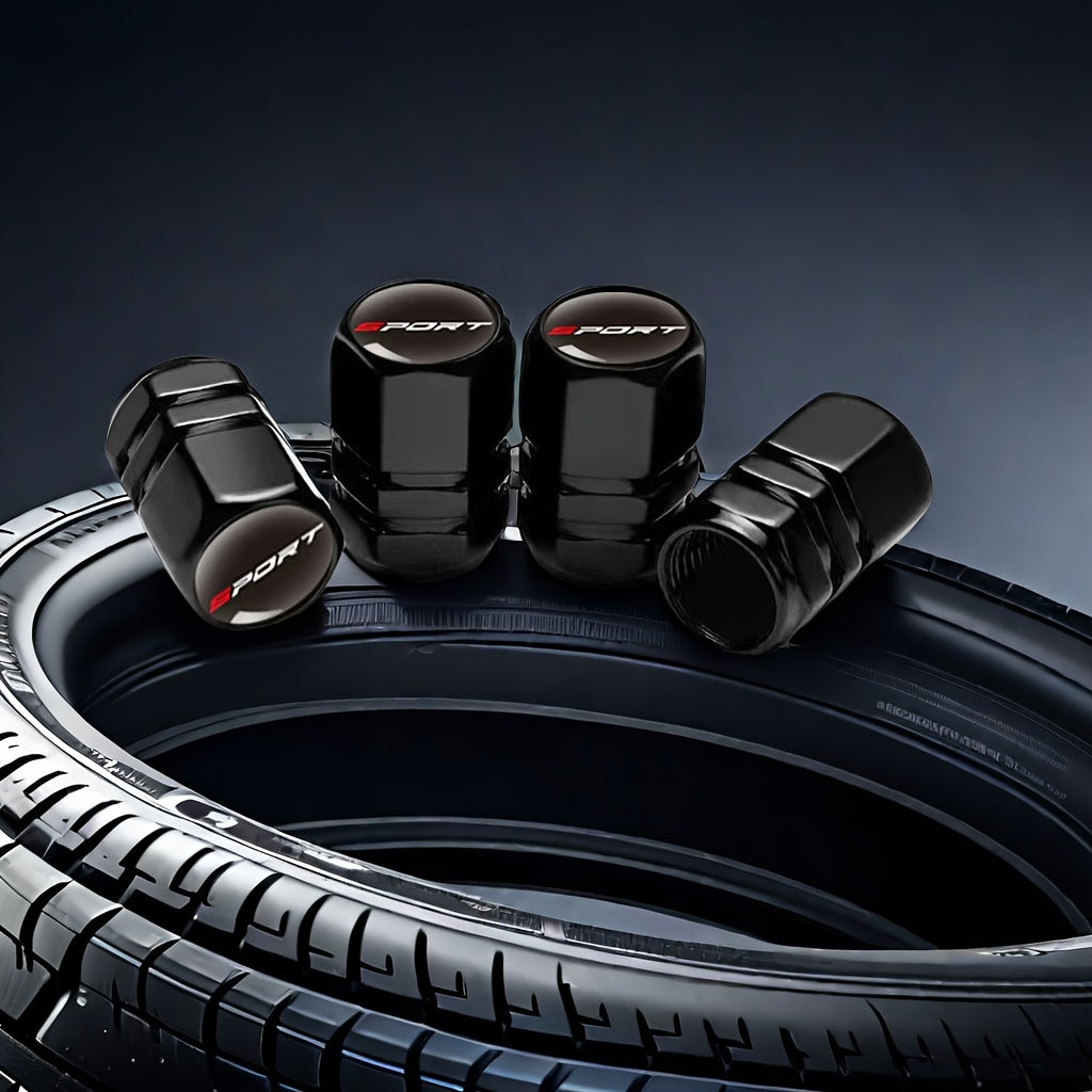 4PCS Universal Metal Tire Valve Stem Caps for Cars, Trucks, Motorcycles