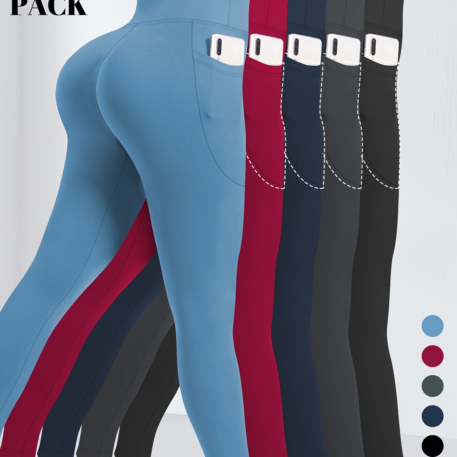 Plus Size High Waist Tummy Control Leggings with Pockets for Women