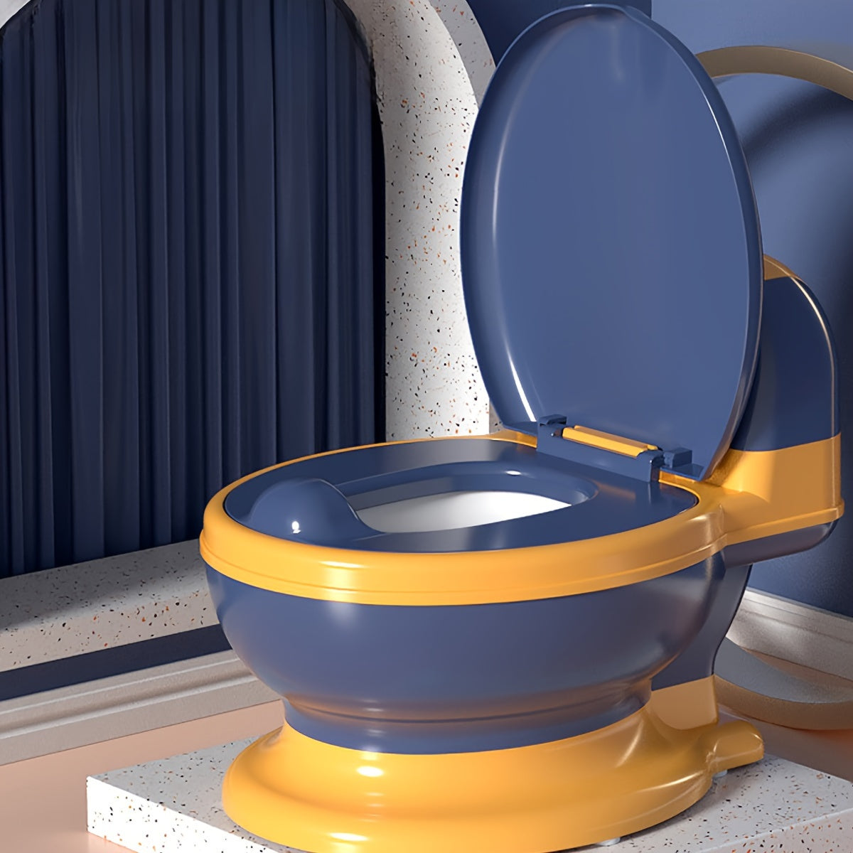 Child's Plastic Training Toilet Seat with Lid and Tissue Holder for Kids