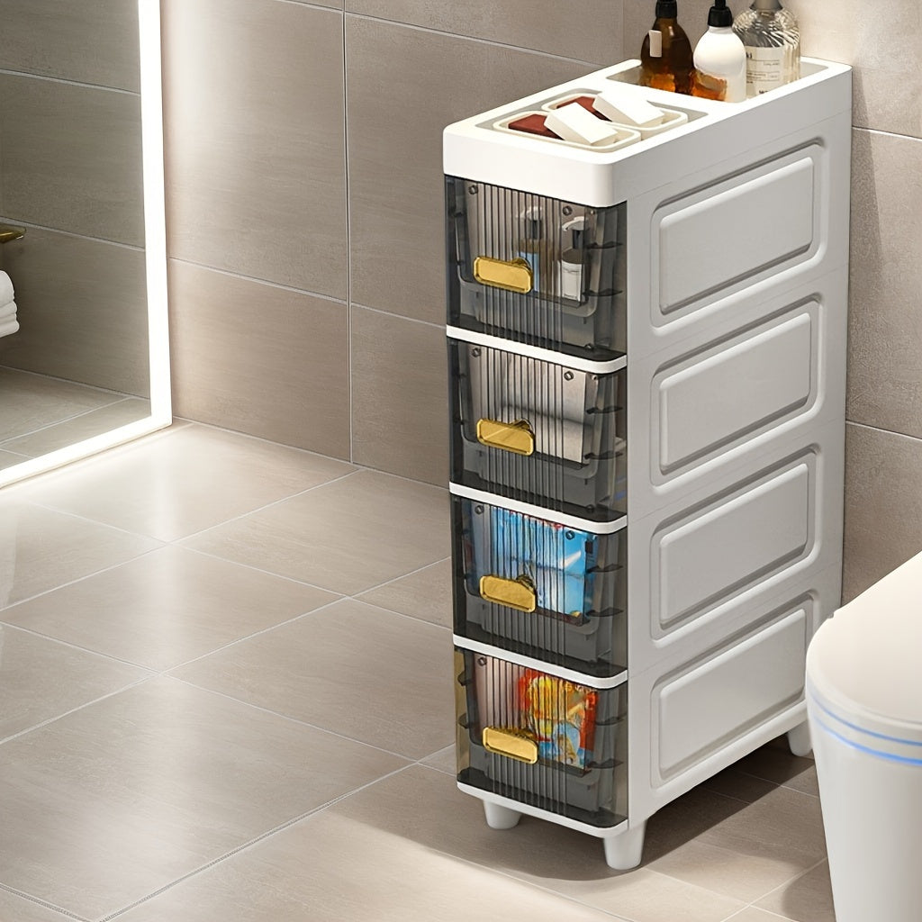 Armario de almacenamiento de plástico con cajón deslizante, organizador impermeable para baño, cocina y dormitorio