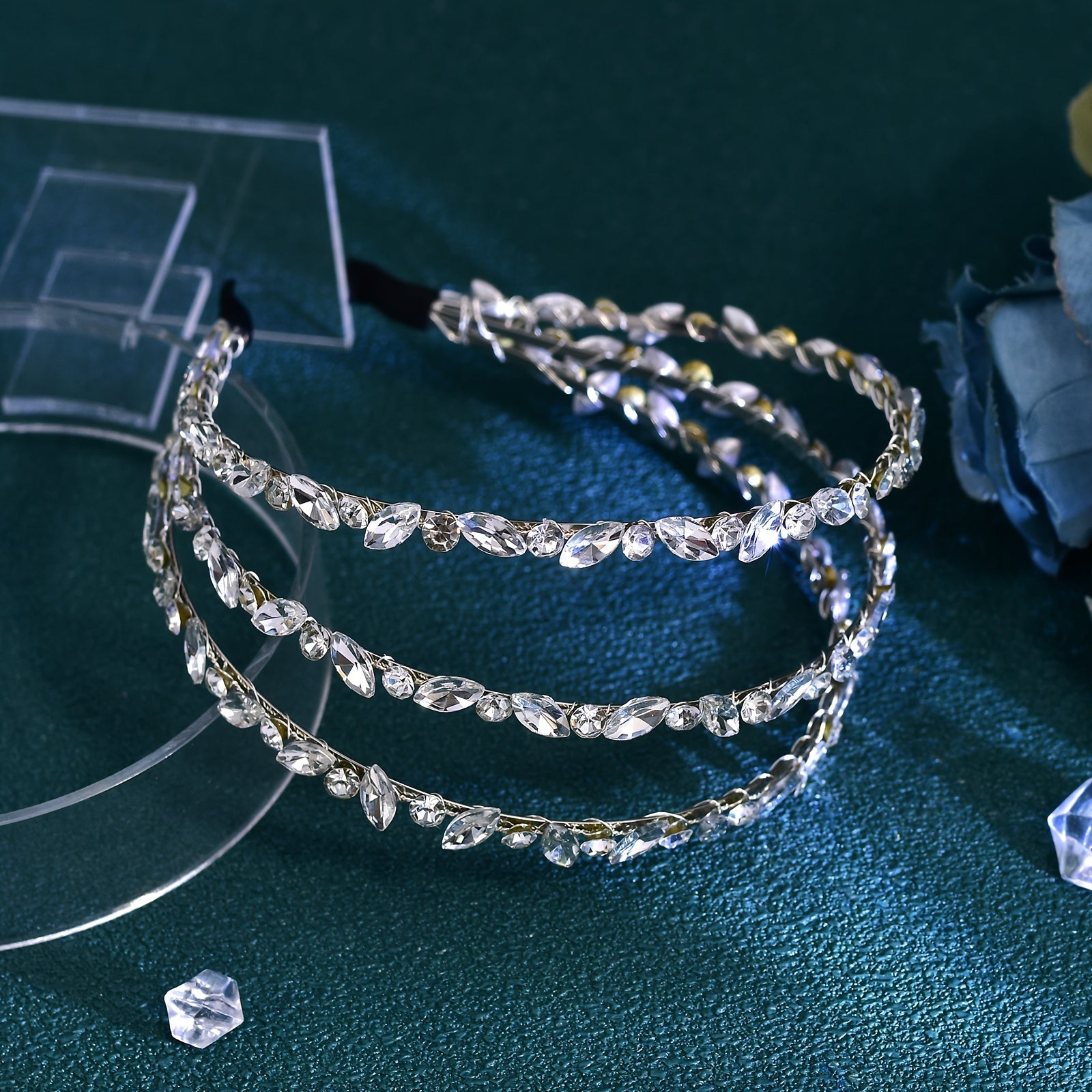 Vintage ilhomlantirilgan to'y boshbog'i, rhinestones bilan bezatilgan, zamonaviy to'y soch aksessuari