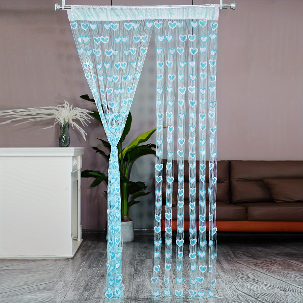 Sheer Curtain Romantic Heart Design Lightweight Polyester for Weddings Home Decor