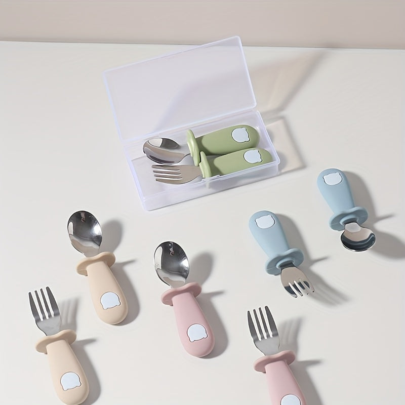 Juego de vajilla de silicona para niños con vajilla de acero inoxidable y utensilios para comer