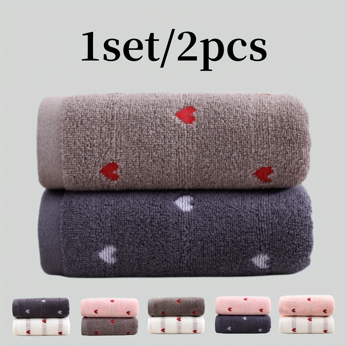 Set of 2 Cotton Face Towels Soft Absorbent Space-Themed 33.78x72.9 cm