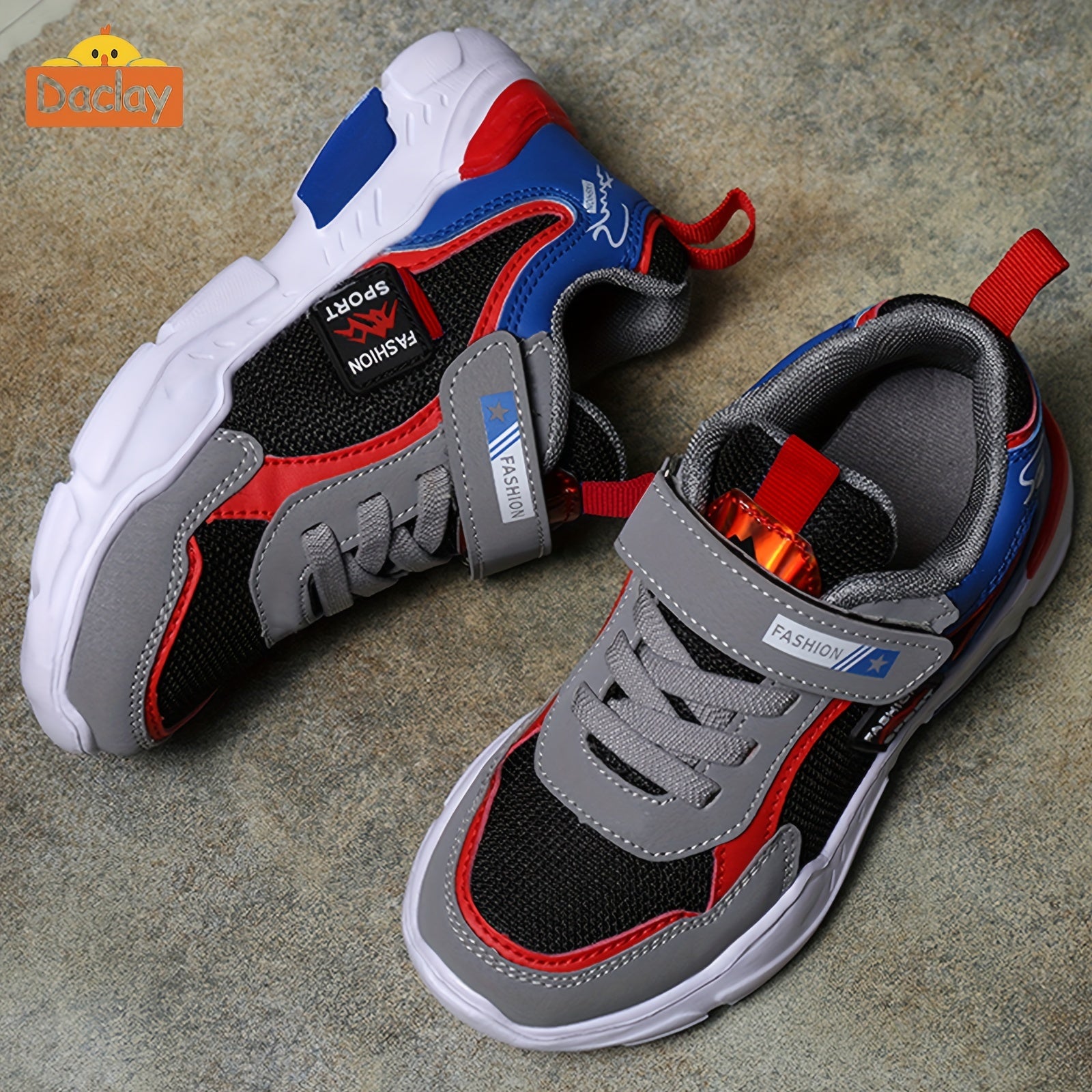 Zapatillas deportivas para niños con malla transpirable, cierre de velcro, aptas para todas las estaciones, suela duradera de PU