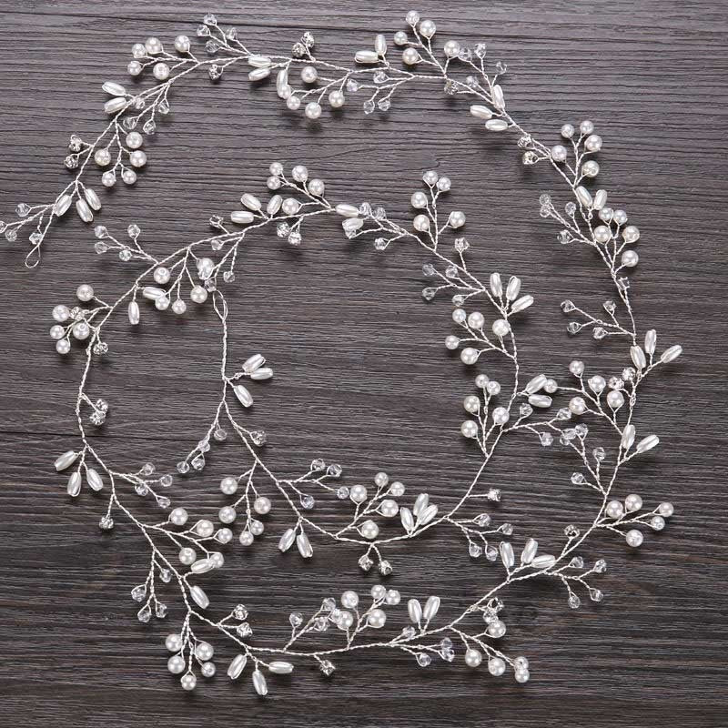 Bridal Headpiece for Weddings with Crystals Faux Pearls Hair Vine Accessories for Women