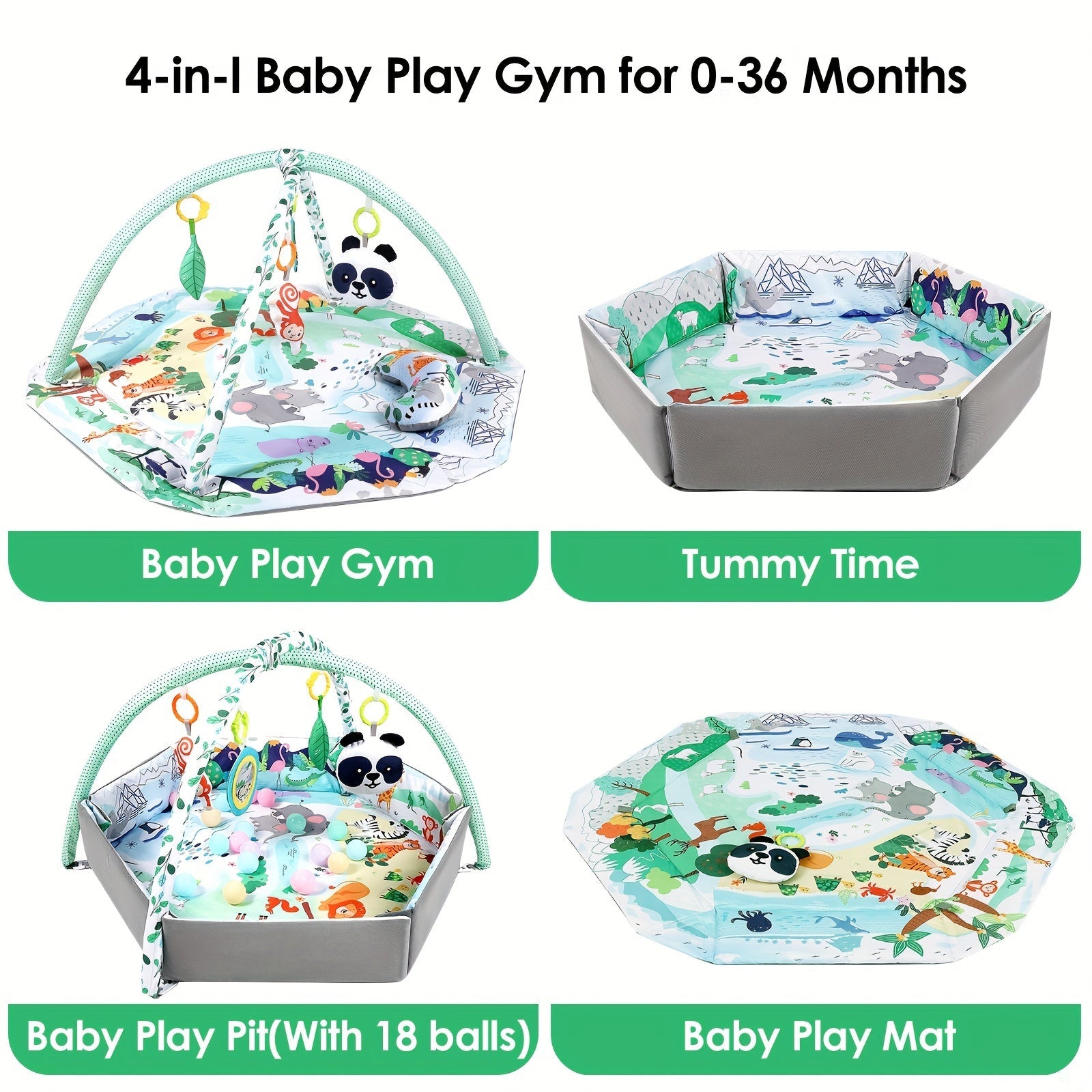 Kids' Play Mat with Sensory Toys and Ball Pit for Youngsters Fitness and Development