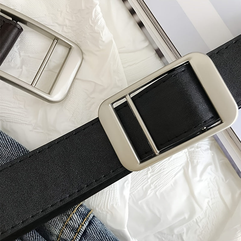 Unisex PU Leather Belt Casual Street Style Waist Belt for Daily Wear