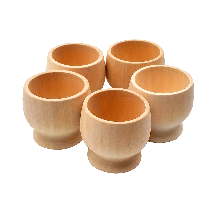 Set of Five Wooden Egg Holder Charms for Decoration