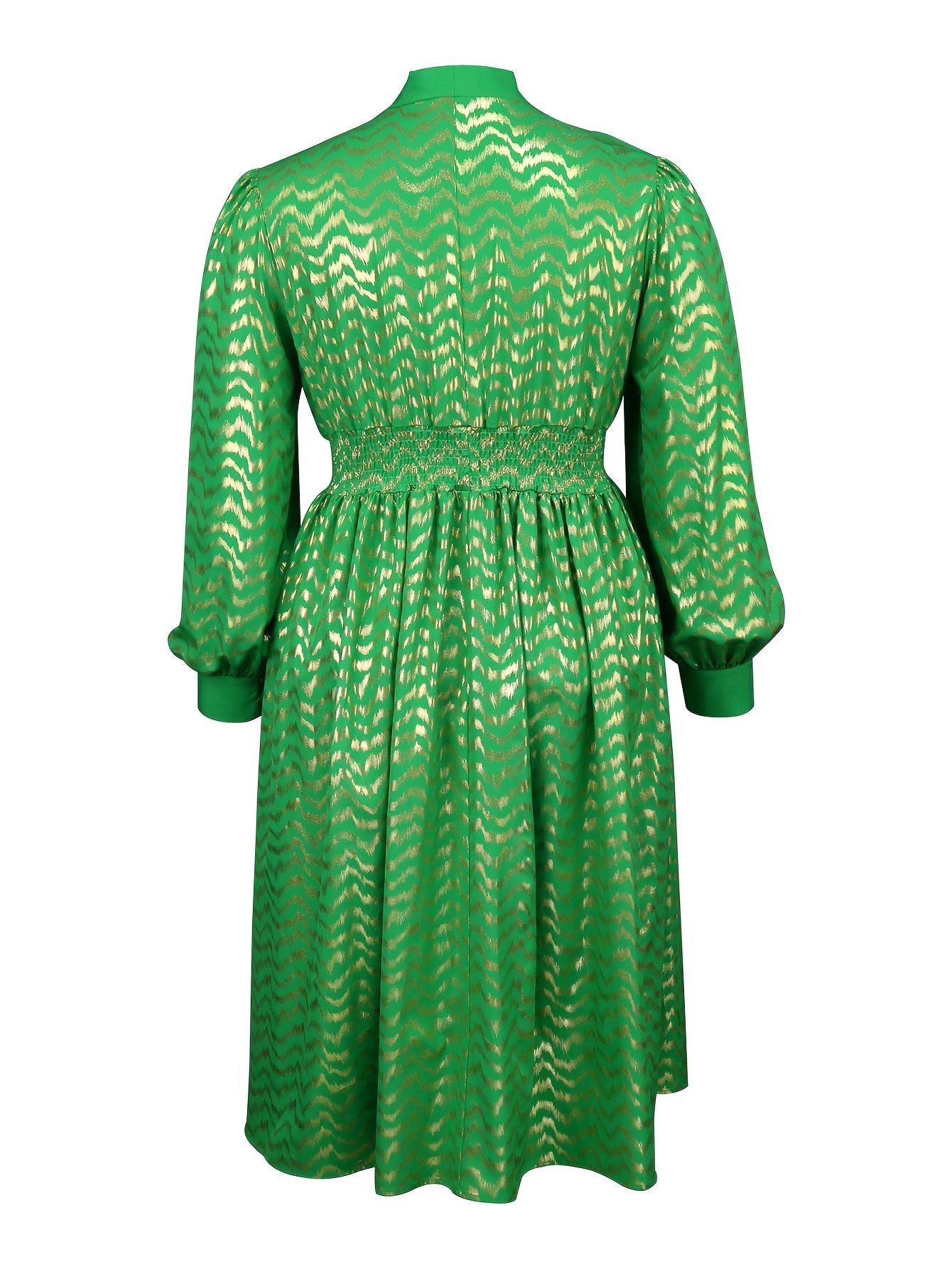 Women's Polyester Midi Dress Long Sleeve Striped Party Flared