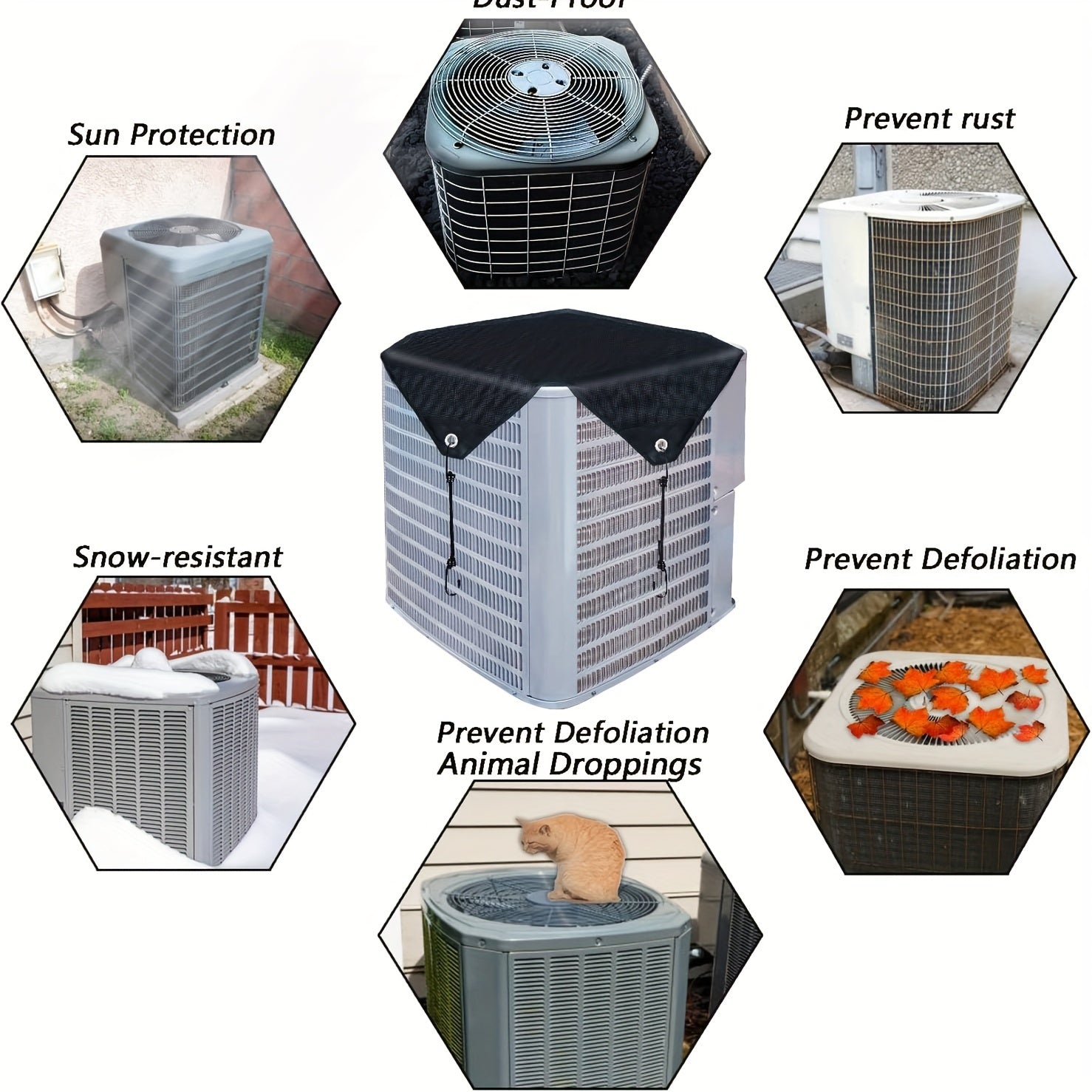 Outdoor Air Conditioner Cover Waterproof Dust Snow UV Resistant Durable PVC