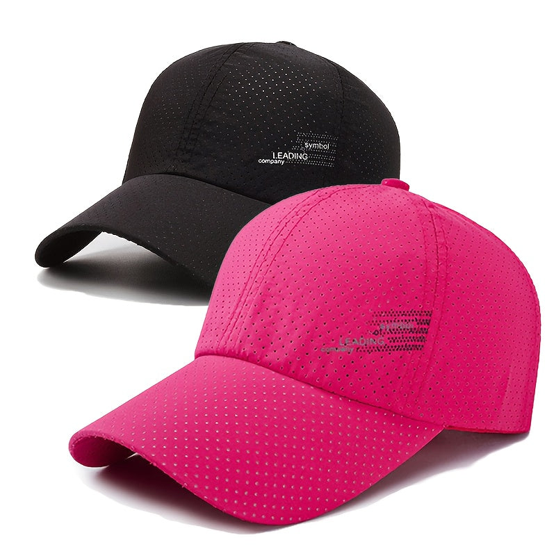 Unisex 2-Pack Quick-Dry Polyester Baseball Caps Sporty Alphabet Print for Spring Summer
