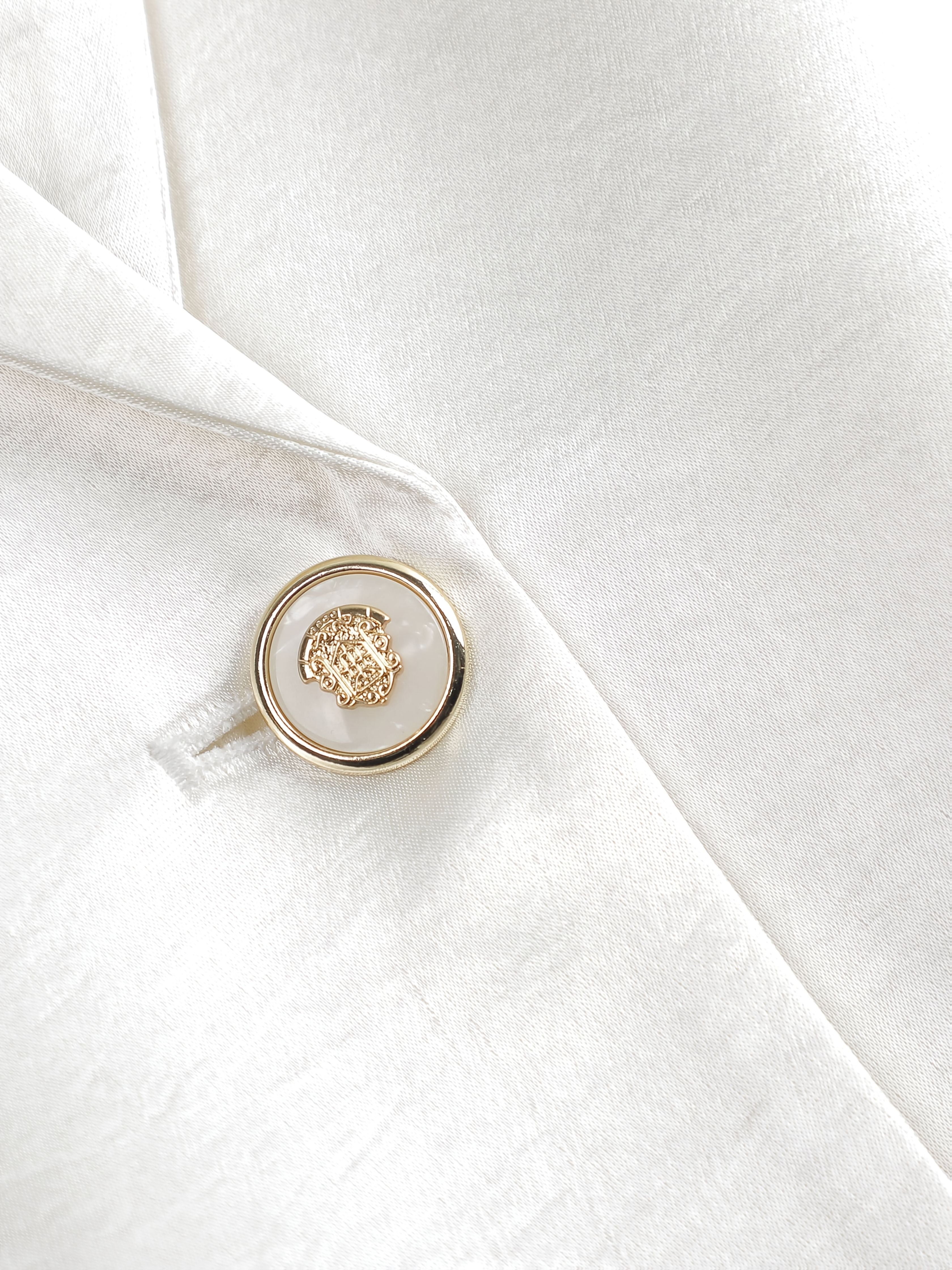 Plus Size White Satin Blazer for Women Office Formal Slim Fit