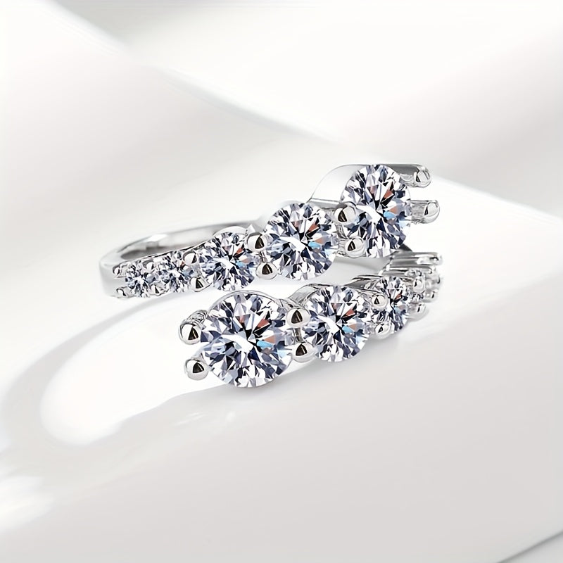 Ayollar va qizlar uchun Sterling Silver Moissanite Twist Cuff Ring