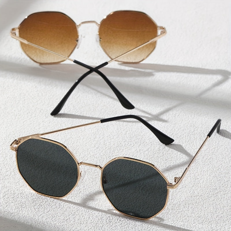 Ayollar va erkaklar uchun polygonal metall shisha to'plami, kundalik gradient dizayni, plyaj partiyasi aksessuarlari